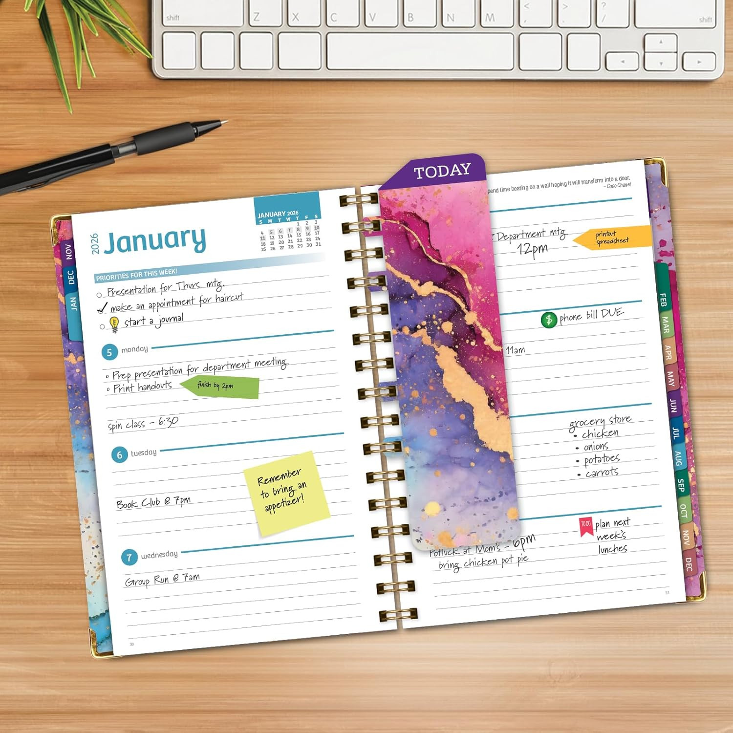 HARDCOVER 2026 Planner, 5.5″x8″: 14 Months (November 2025 – December 2026), Dail