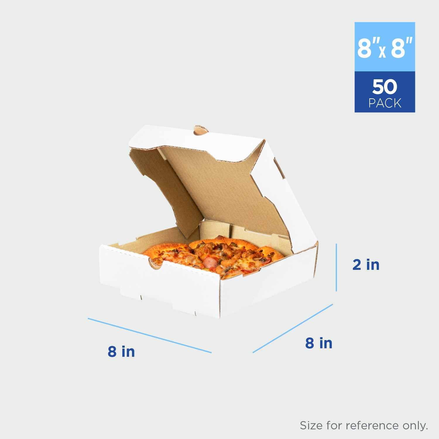Karat Corrugated Pizza Box, 8”x8”x2”, White – 50 pcs, FP-PBF08W