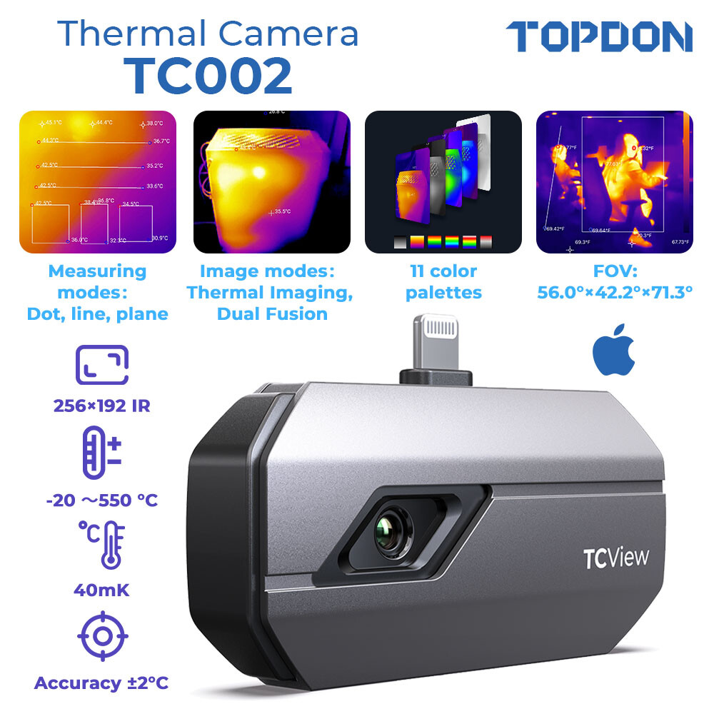 TOPDON TC002 Infrared Thermal Imaging Camera Adapter 256*192 for IOS iPhone iPAD