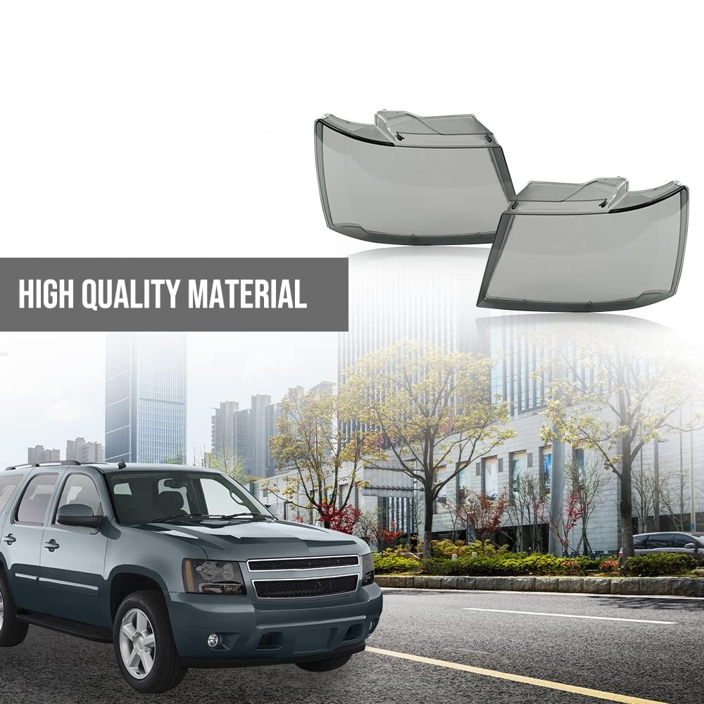 Headlight Clear Lens Cover Smoke For 07-14 Chevy Tahoe Suburban 1500