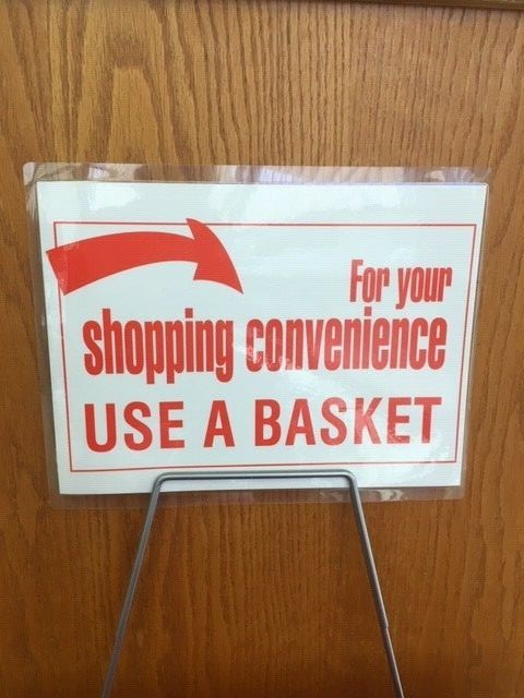 SHOPPING BASKETS «JUMBO SIZE» SET OF 12 WITH STAND/SIGN BLUE