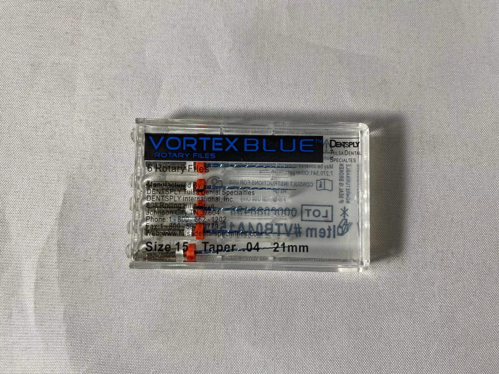 Dentsply Tulsa Dental Vortex Blue 21, 25, 30mm all Taper rotary file (60/pk)