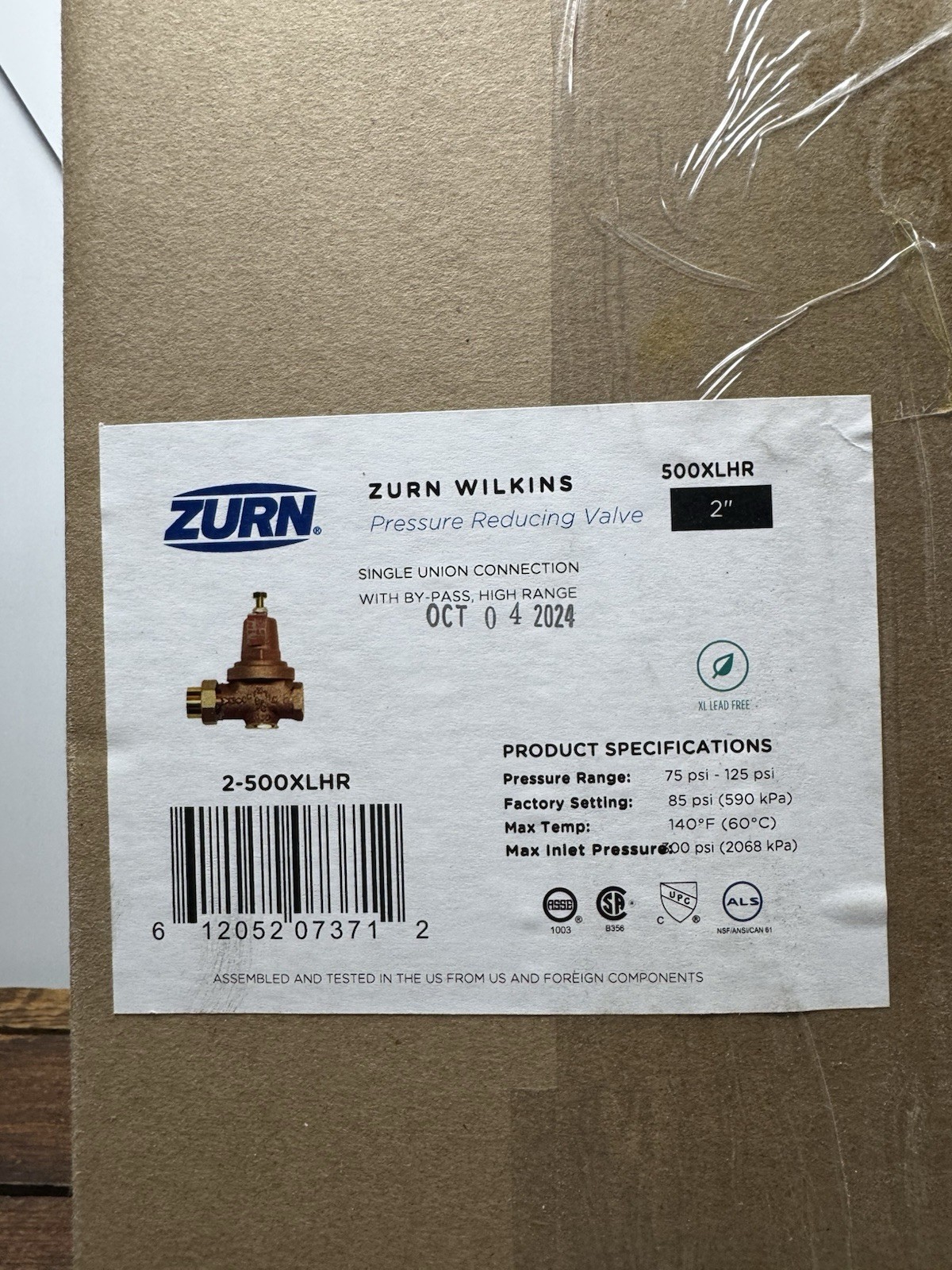 Zurn Wilkins 2” 500XLHR Pressure Reducing Valve Lead Free New in Box PRV