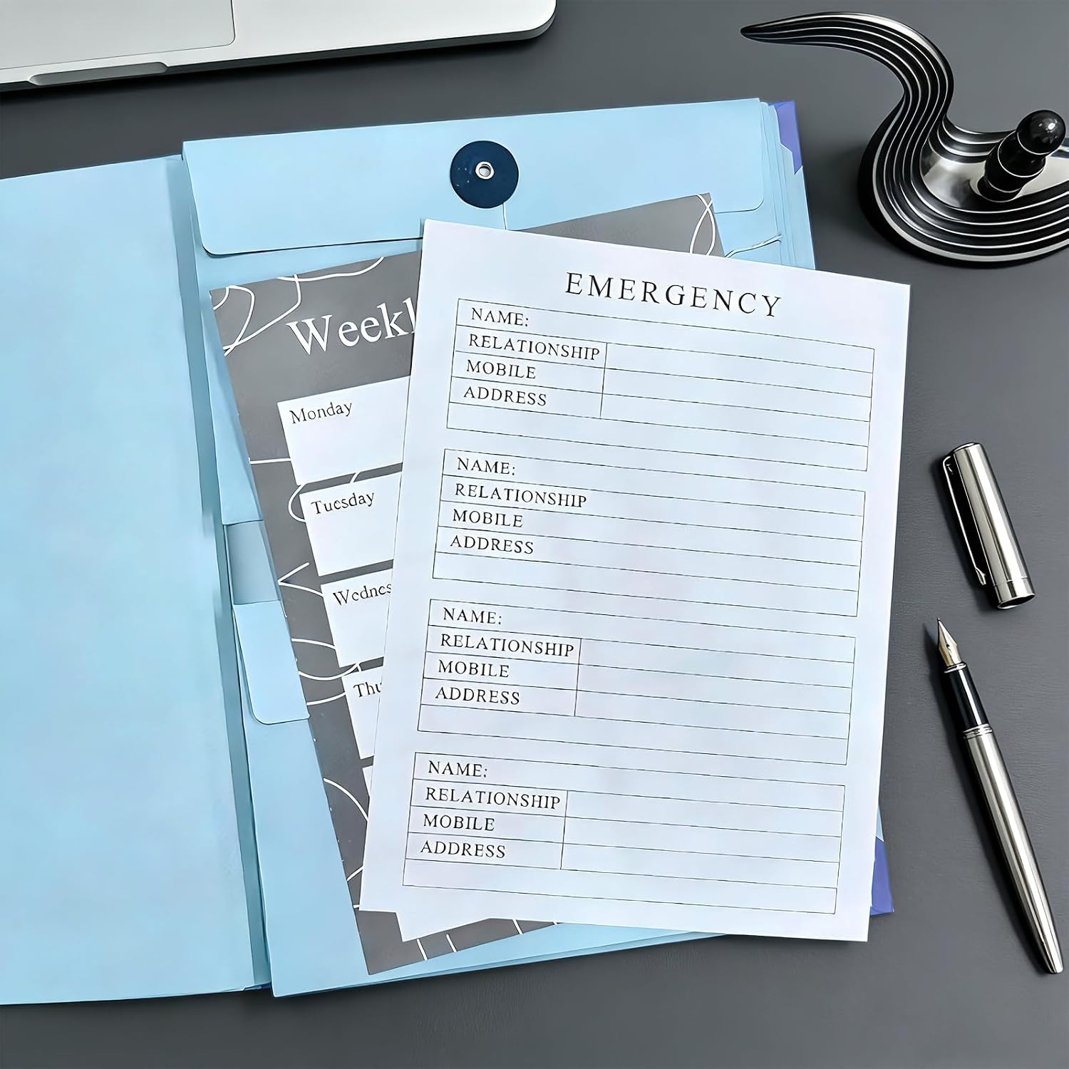 Folio Document Organizer with Labels – Important Document Organizer with Pockets
