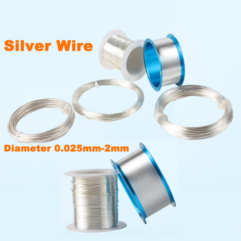 High Purity Ag 99.99% Silver Wire Electrochemical Conductive Wire Dia. 0.025-2mm