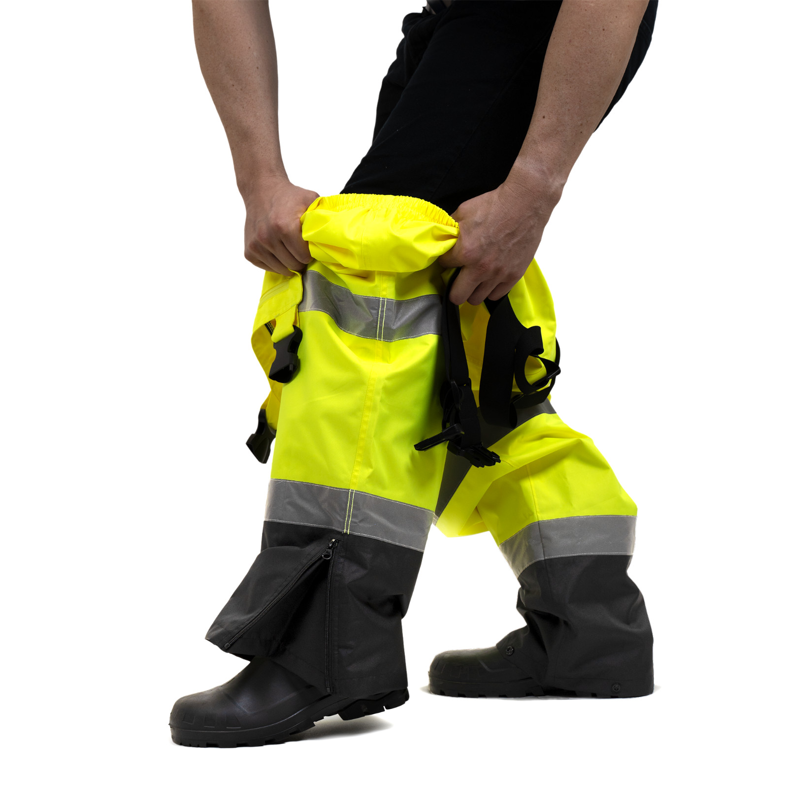 Hi Vis Rain Overall Pants Work Waterproof Reflective Visibility Safety ANSI