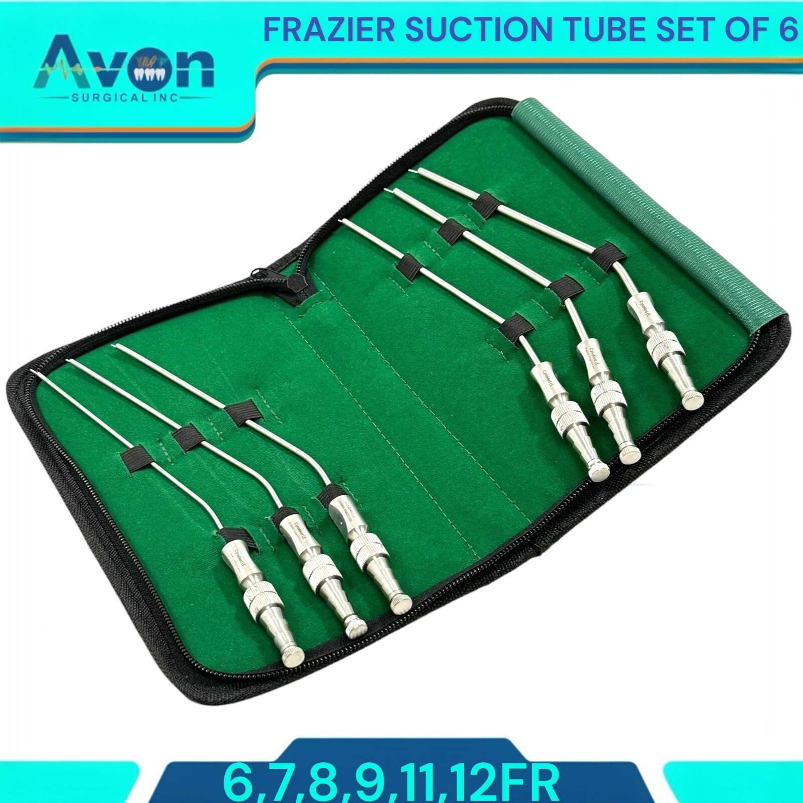 NEW GERMAN Frazier Suction tube set of 6 tubes! Dental ENT Surgical Instruments