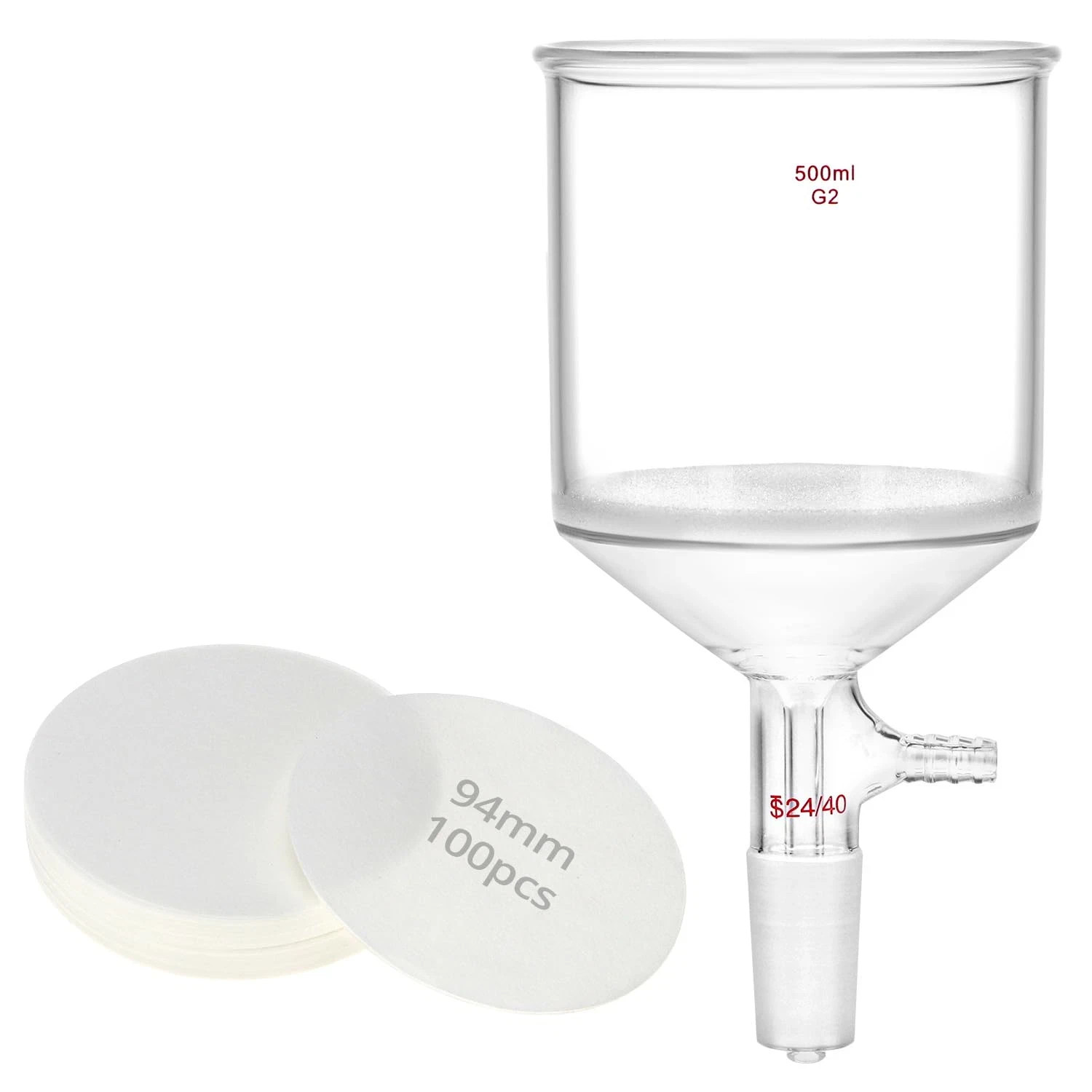 500Ml Borosilicate Glass Buchner Filtering Funnel with Medium Frit (G2) – 24/40