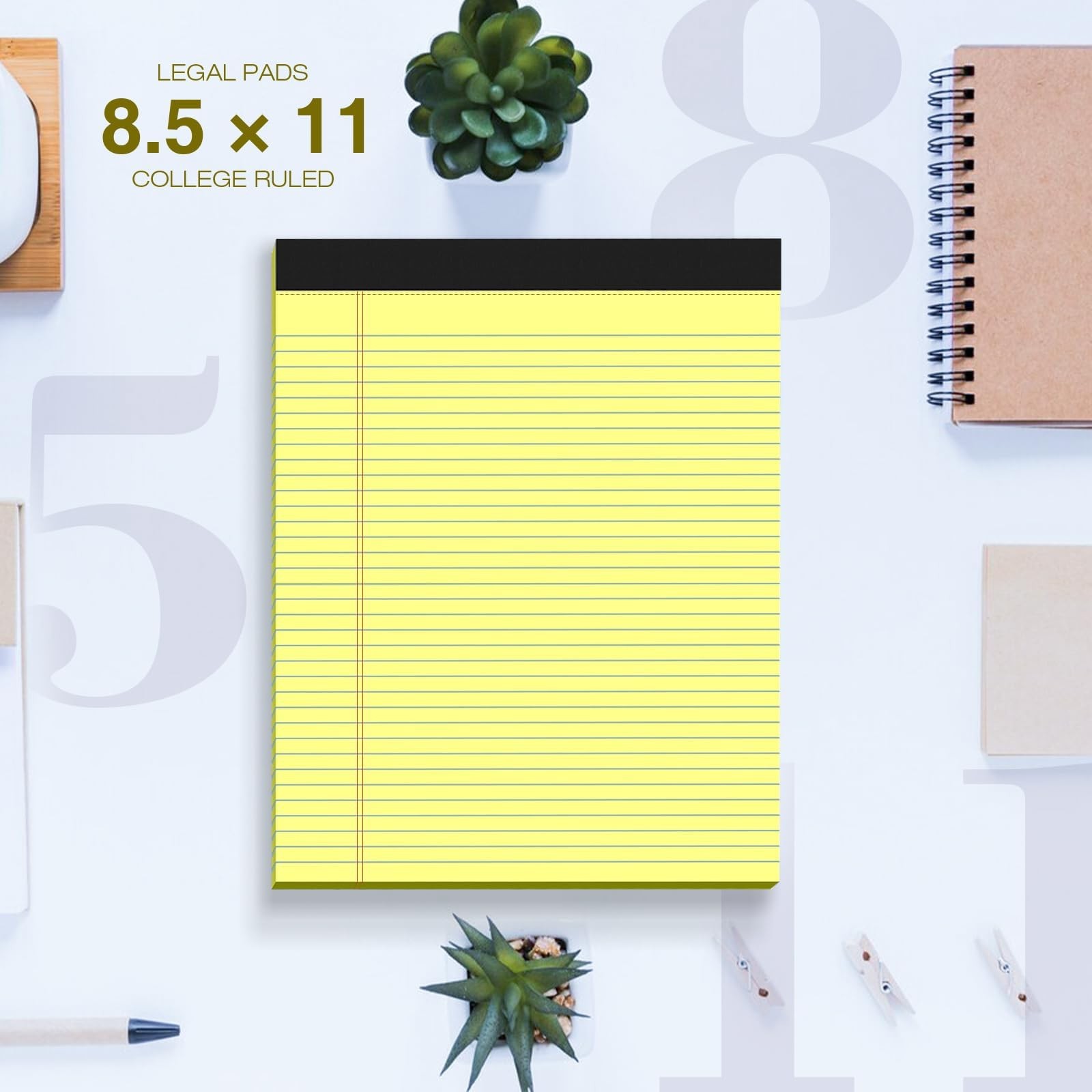 6 Pack Legal Pads 8.5″ x 11″ College Ruled Yellow Note Pads 8.5 x 11 Inch Mic…