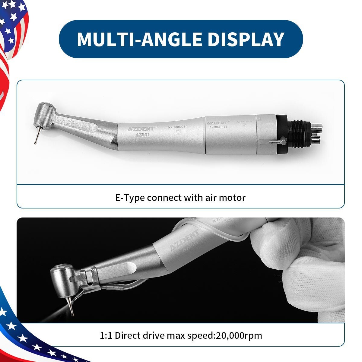 Dental Low Speed Contra Angle 1:1 Handpiece +9Pc Composite Polishing kit RA 0309