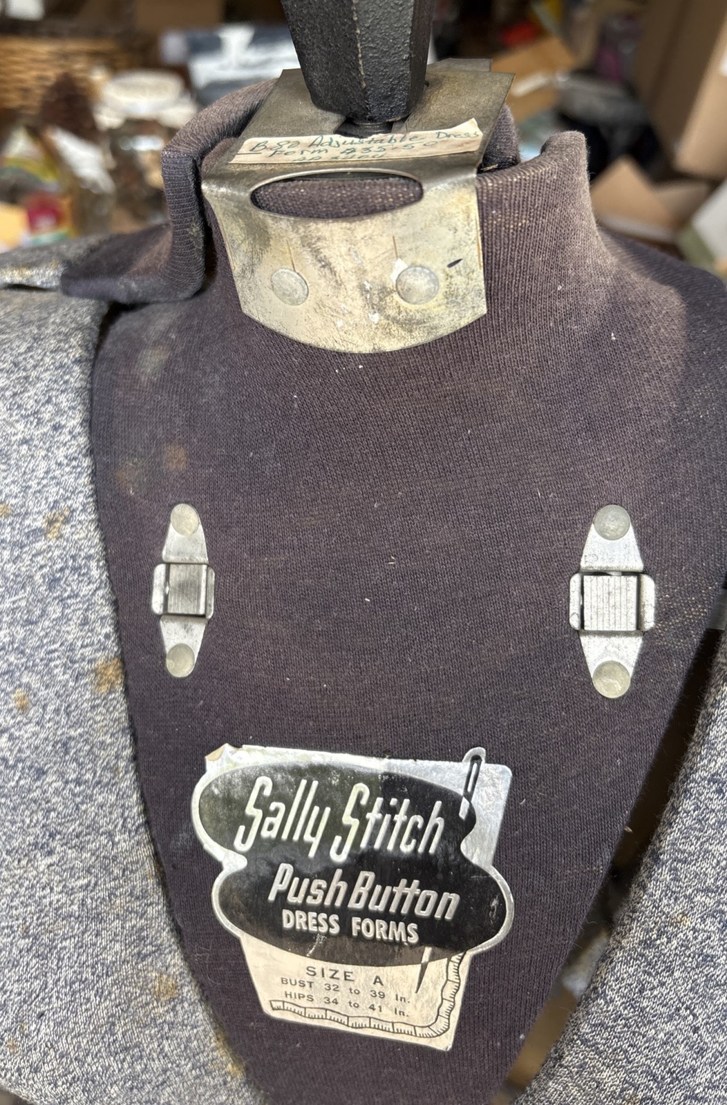 Vintage Sally Stitch Push Button Size A Dress Form & Stand/ Mannequin