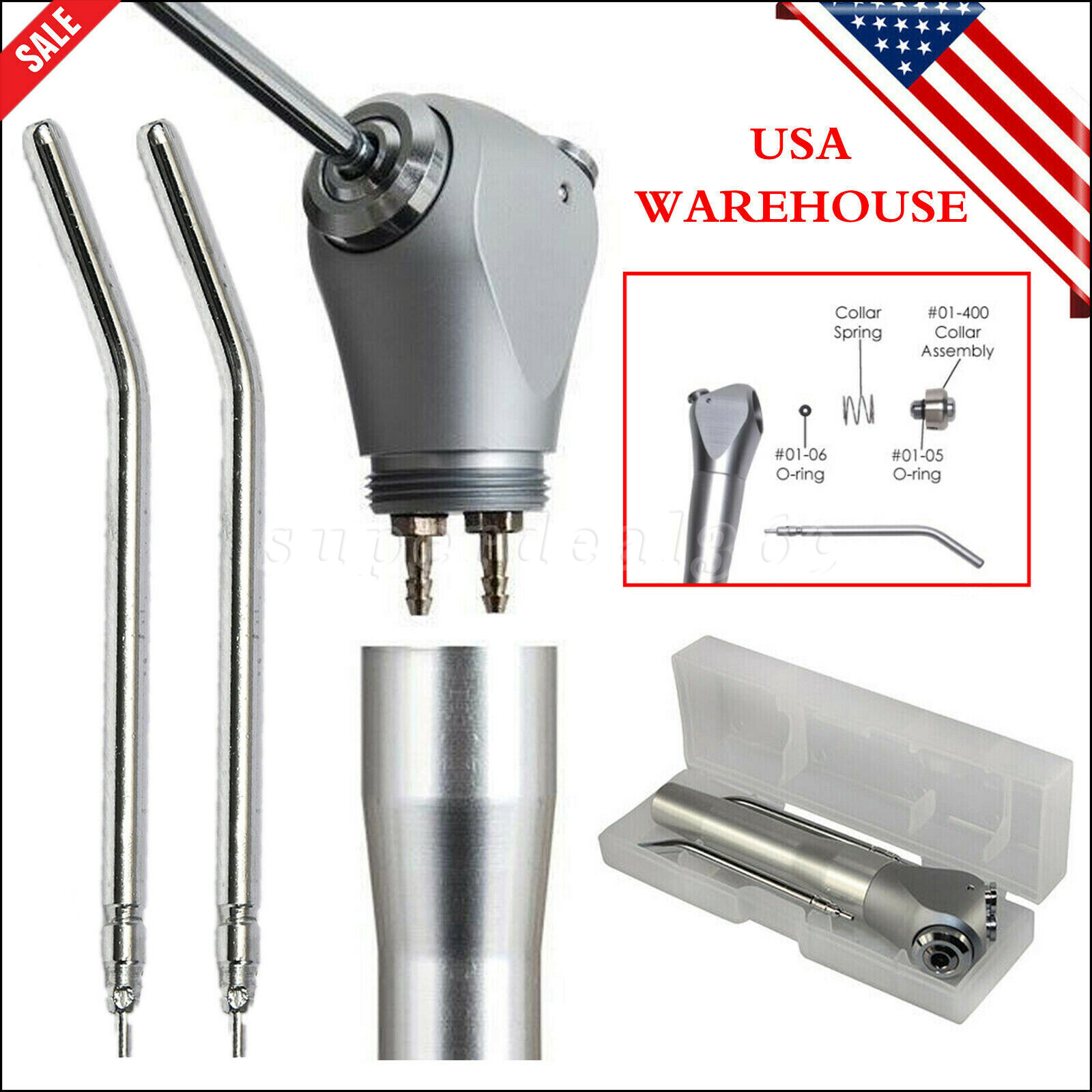 Dental Air Water Spray Triple Syringe 3 Way Handpiece w/ 2 Nozzles Tips Tubes