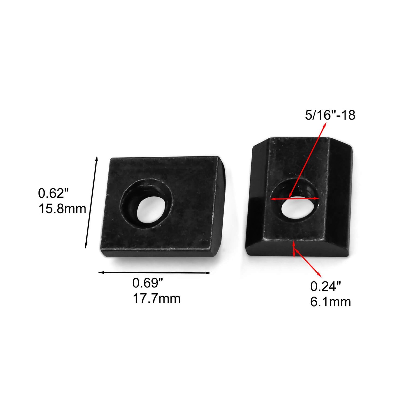 20 Pieces Black Slide in Economy T-Nut 5/16″-18 for 15 Series Aluminum