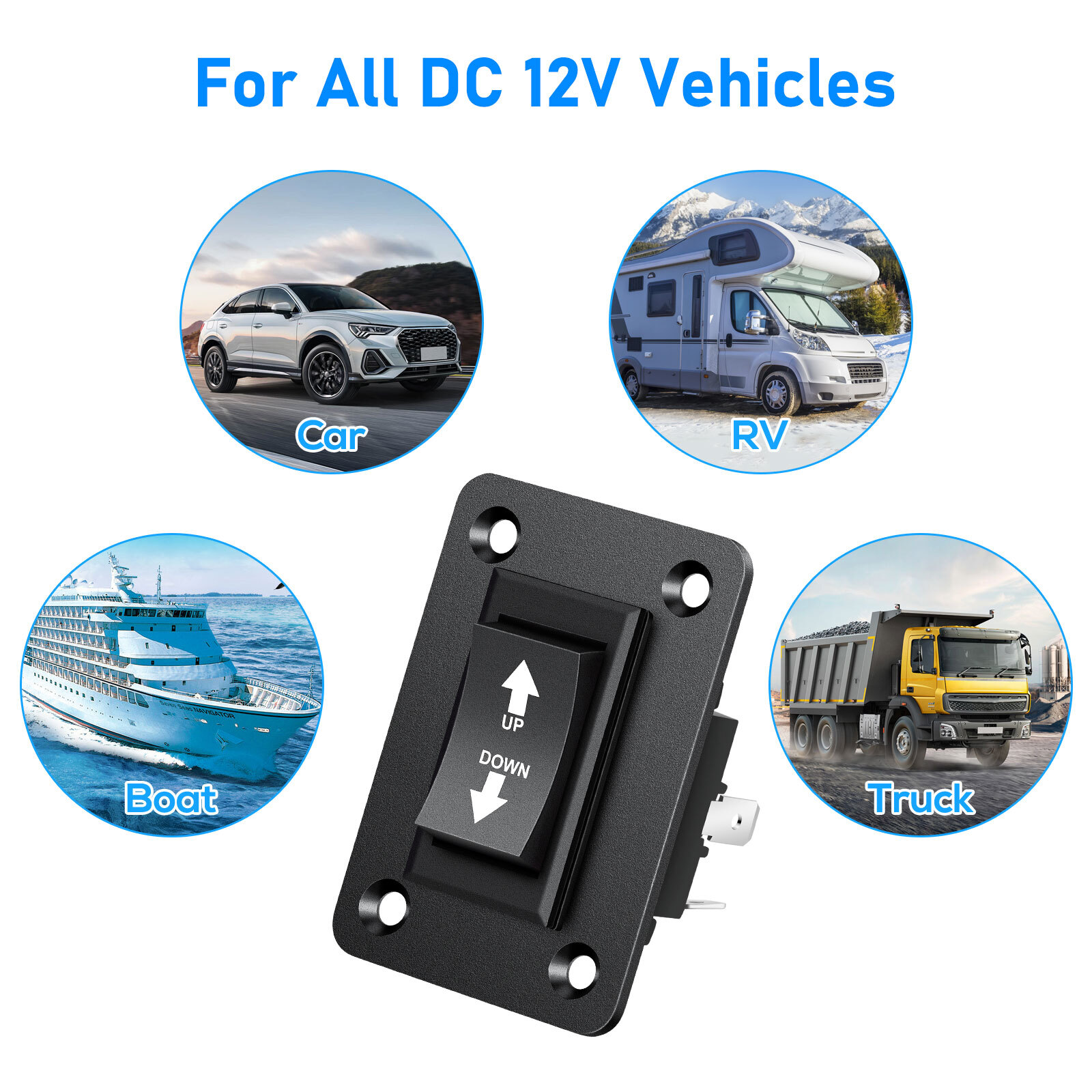30A DPDT Momentary Reverse Switch, Up Down Polarity Reversing Switch for Trailer