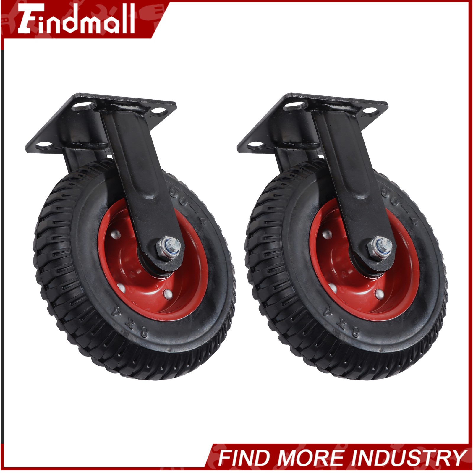 Findmall 8 Inch 4 Pack Heavy Duty Swivel Caster Wheels 2 Swivel And 2 Fixed