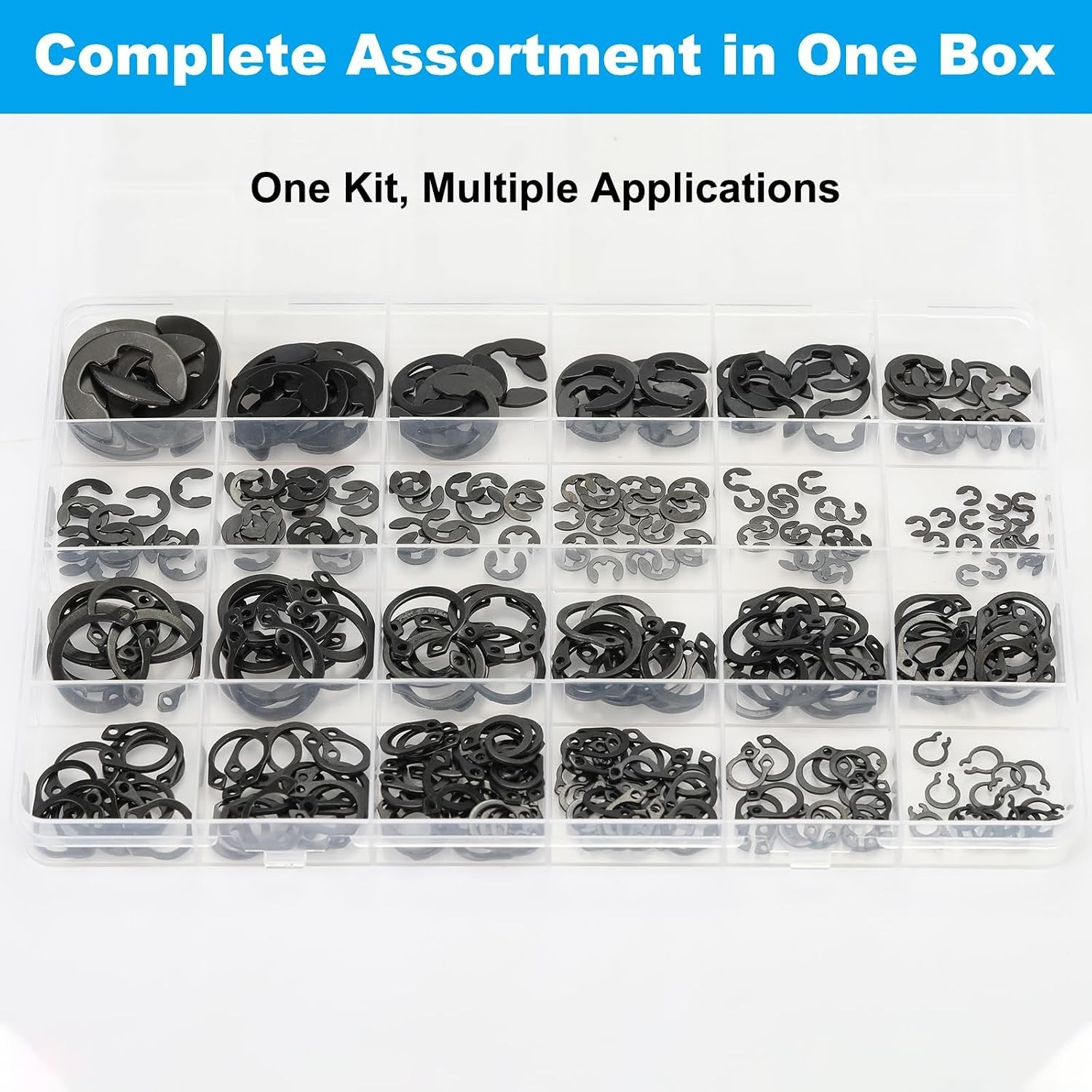 324Pcs C Clips & E Clips Assortment Kit 24 Sizes C Clip 5mm–16mm & E Clip