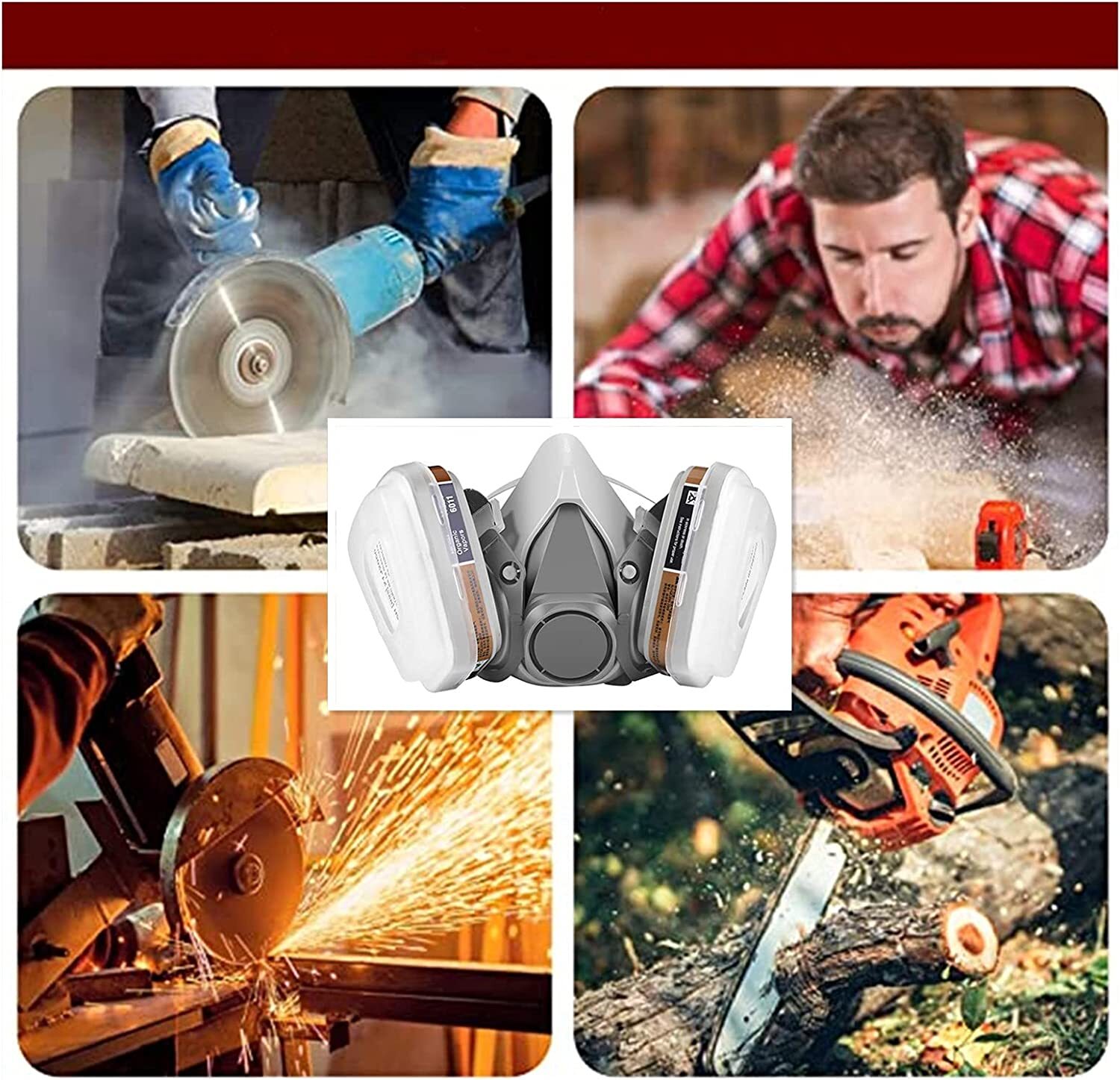 7in1 Half Face Gas Mask Facepiece Spray Painting Respirator Safety Suit For 6200