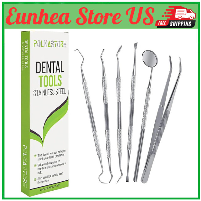 Dental Tools, 6-Pack Stainless Steel Teeth Cleaning Kit – Dental Scraper, Pic…