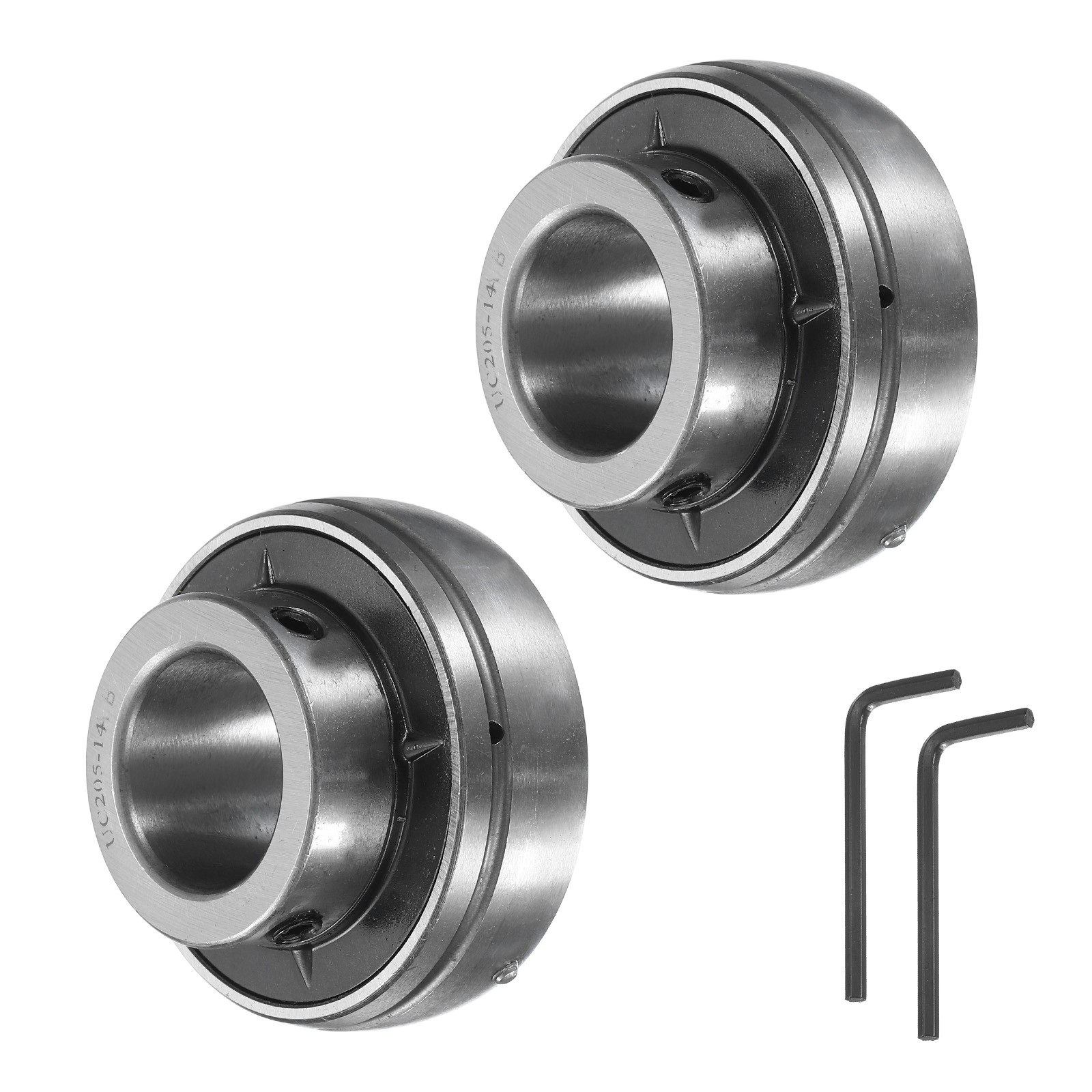 2pcs Ball Bearing Insert Chrome Steel Gcr15 UC205-14 Bore 7/8″ Set Screws