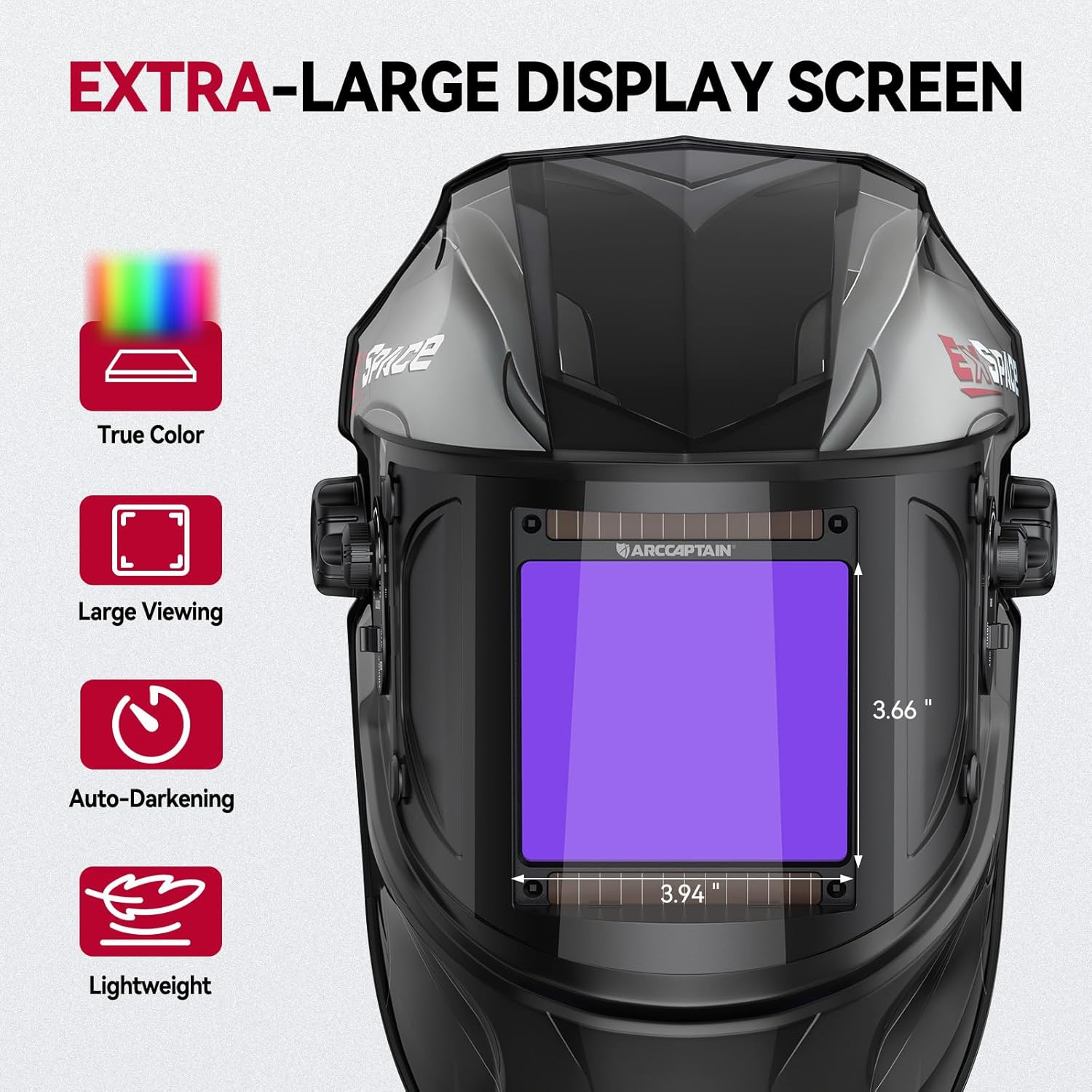 2026 ARCCAPTAIN Auto Darkening Welding Helmet Large Viewing Arc Tig Mig 1/25000