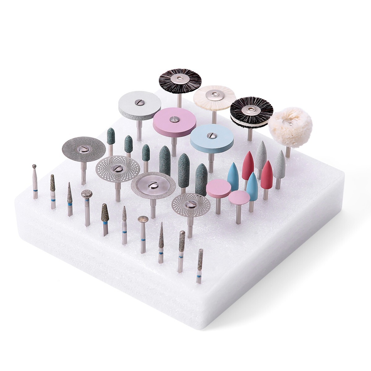 Dental Diamond Burs Discs Silicon Wheels Polishing Brushs kit HP Polishers