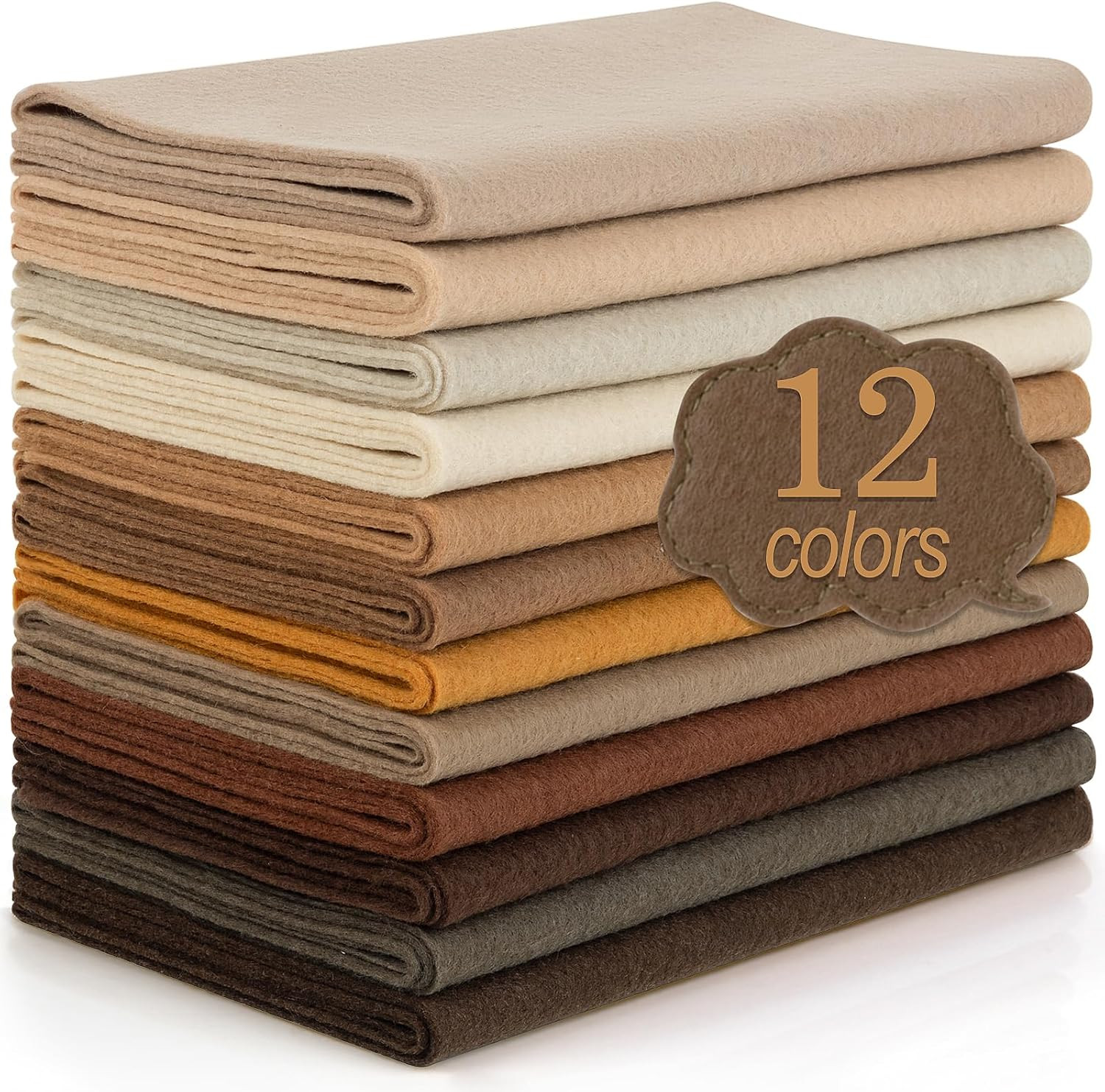 12 Roll 8″X35″ 1.4Mm ⭐Thick Soft Felt Fabric Sheet⭐ 12 Assorted Brown Series.
