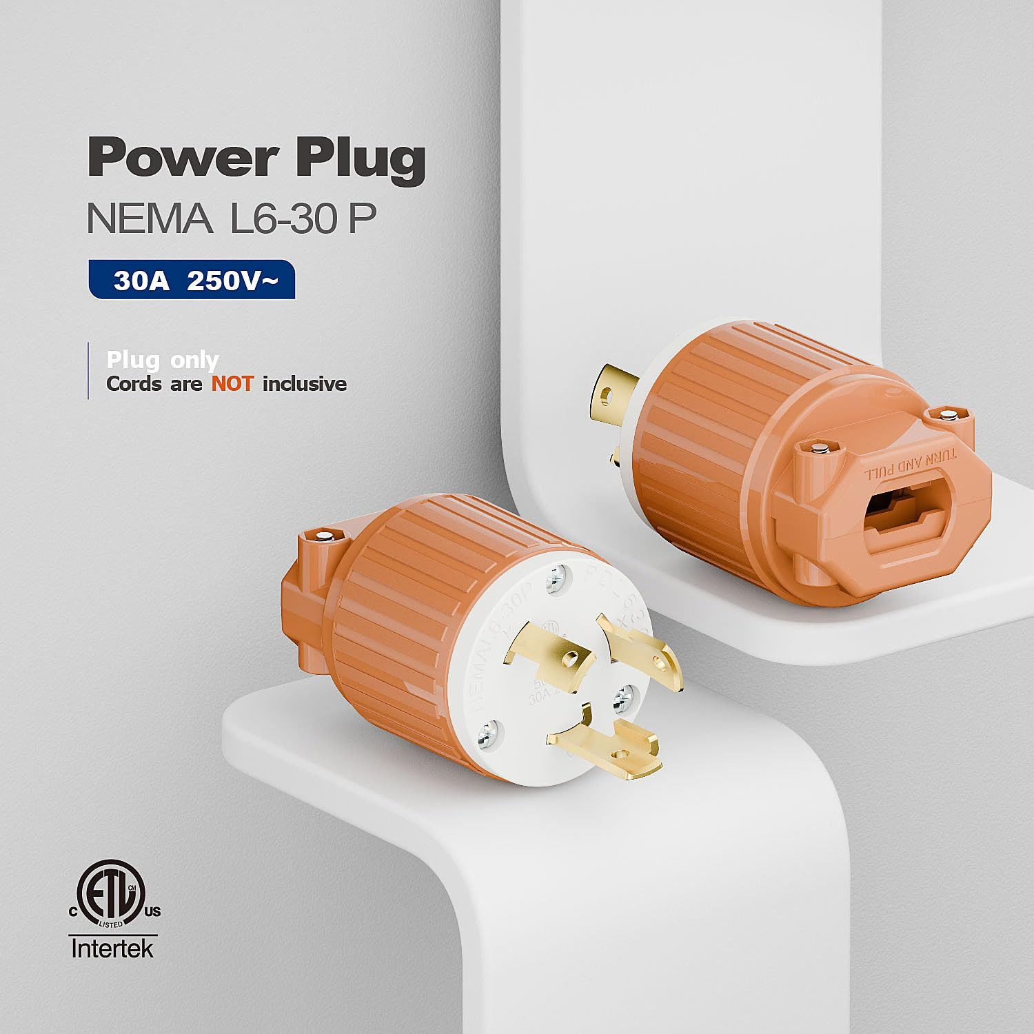 NEMA L6-30P Locking Plug, (ETL Listed) Twist Lock L6-30 30Amp 250Volt Male AC Co