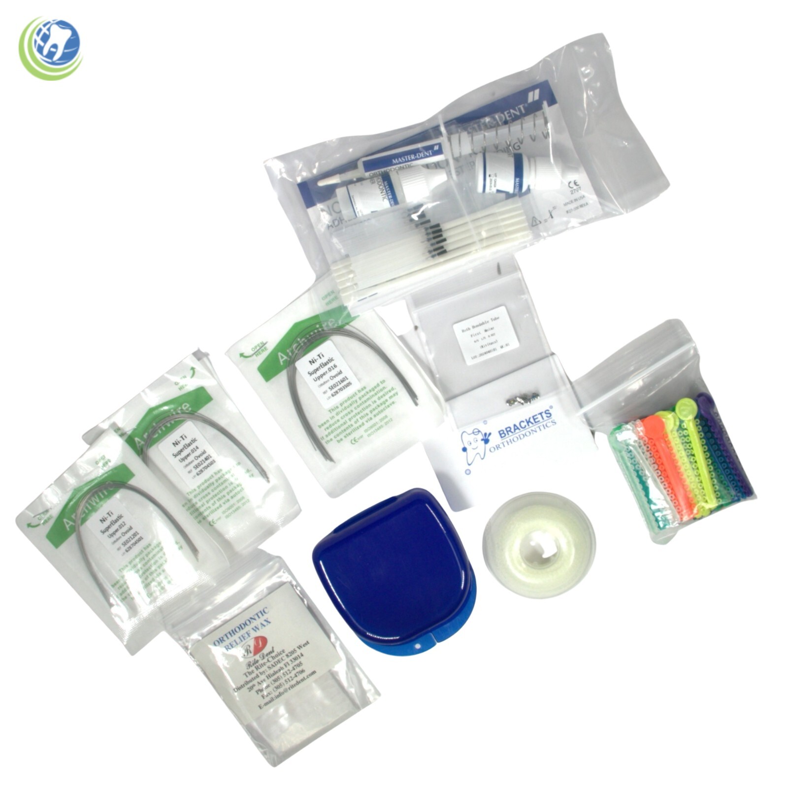 Dental Orthodontic Braces Complete Set-up Kit Bonding Brackets Niti Archwires