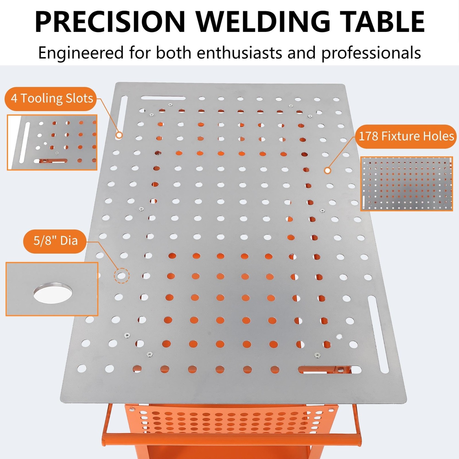 Welding Table 36″x24″ 800LBS Welding Table Workbench with Fixture Holes & Hooks