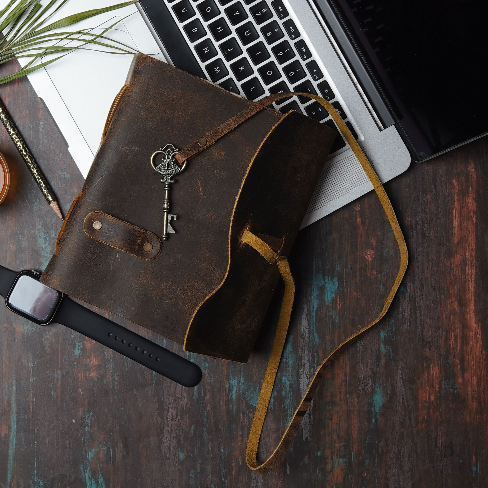 US Notebook with Lock – Vintage Leather Journal – Handmade Cotton Paper Diary