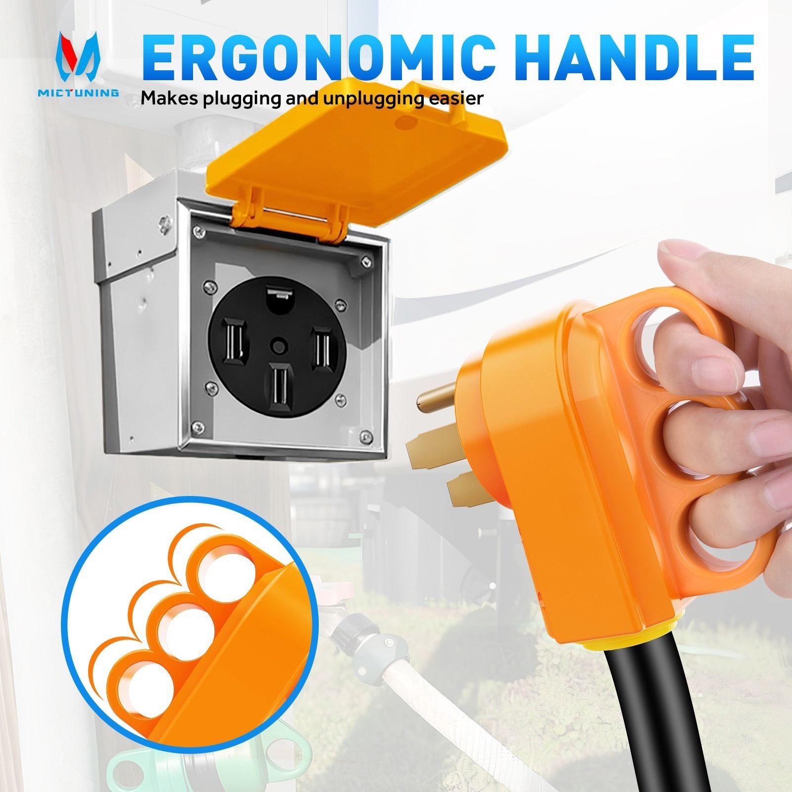 RV 125V 50Amp Receptacle Male&Female Plug Power Cord End Replacement Heavy Duty