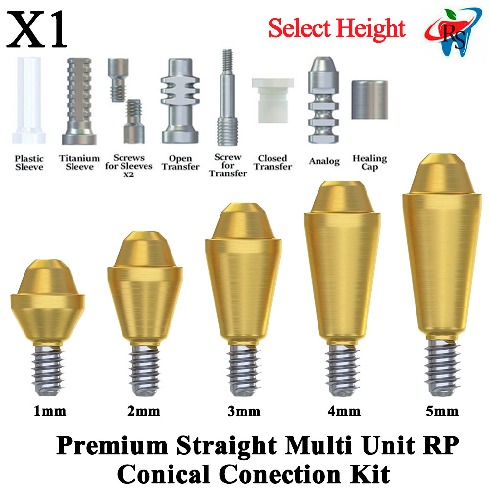 1x Kit Prosthetic Straight Multi Unit 1.6 RP Conical Connection 2.65 Titanium