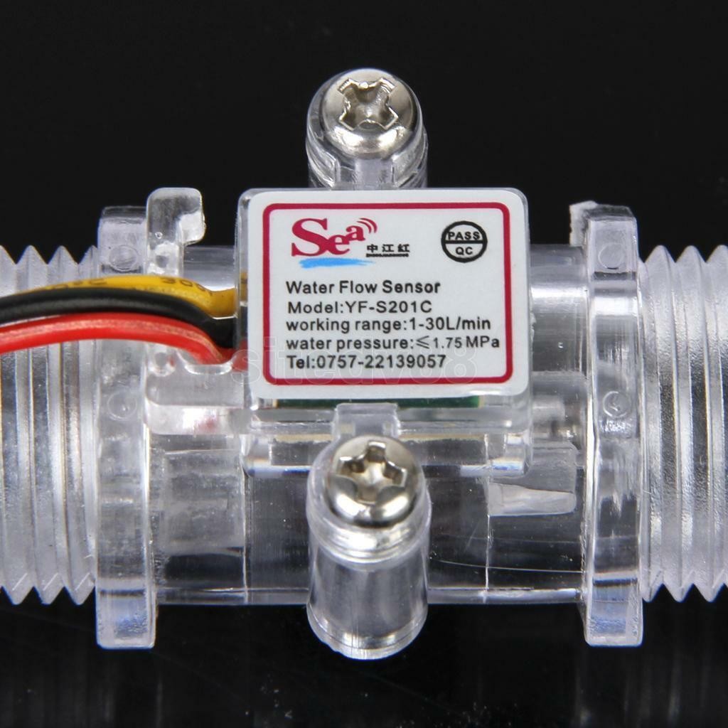 1-30L/min G1/2″ Water Flow Hall Sensor Switch Flow Meter Flowmeter Counter Clear