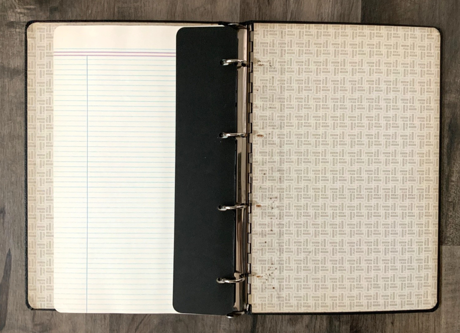 Vintage BOORUM PEASE Black Pebble ACCOUNT RECORD BOOK (4) Ring BINDER 14.5×10