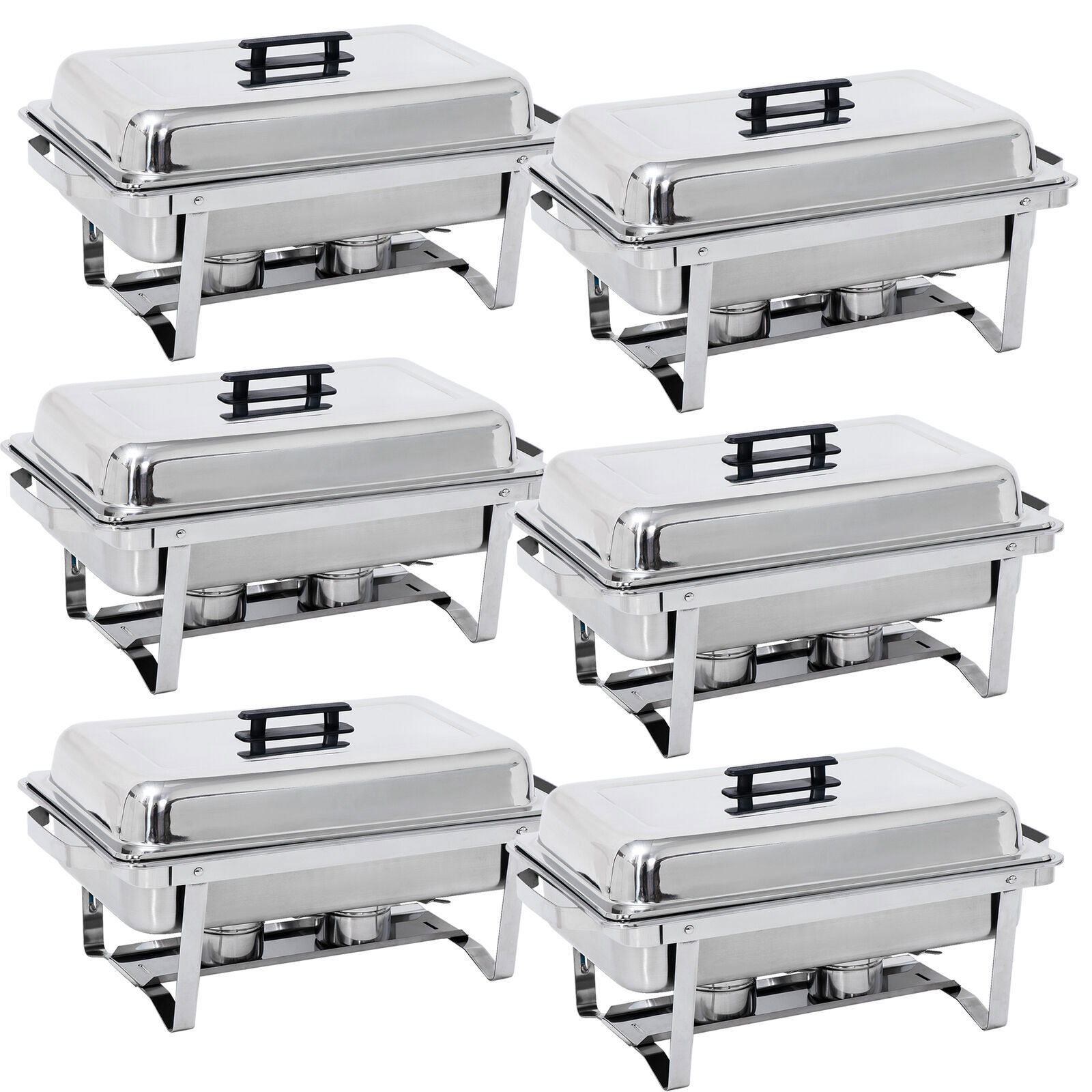 6x 8QT Chafing Dish Stainless Steel Chafer Complete Set with 2 Warmers Buffet