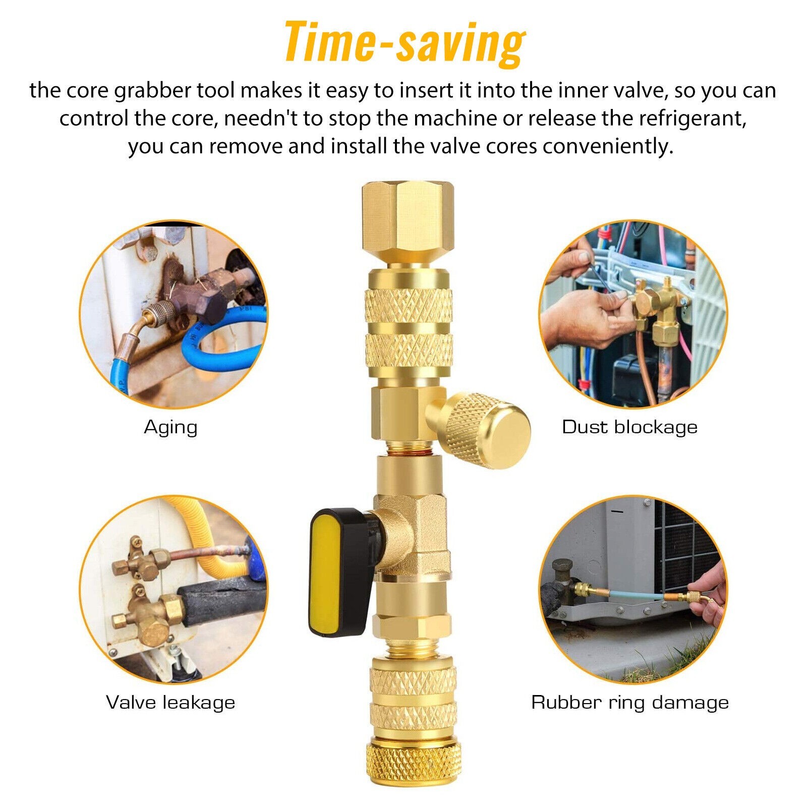 HVAC Tool AC Schrader Valve Core Remover Dual Size 5/16″&1/4″ Port Installer