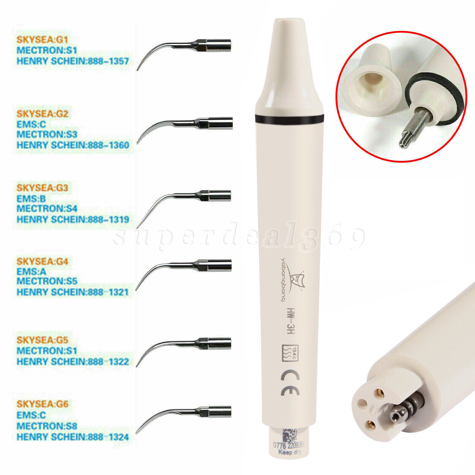 Dental Piezo Ultrasonic Detachable Scaler Handpiece fit Woodpecker EMS HW-3H Tip