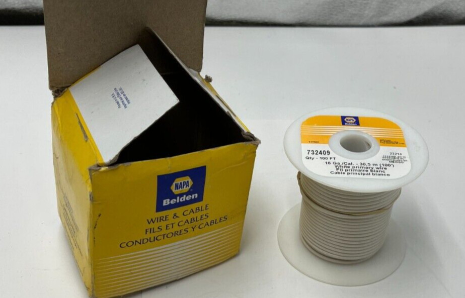 NAPA 732409 Belden White Primary Wire 100ft T-5788N 16 Ga/Cal 30.5 m