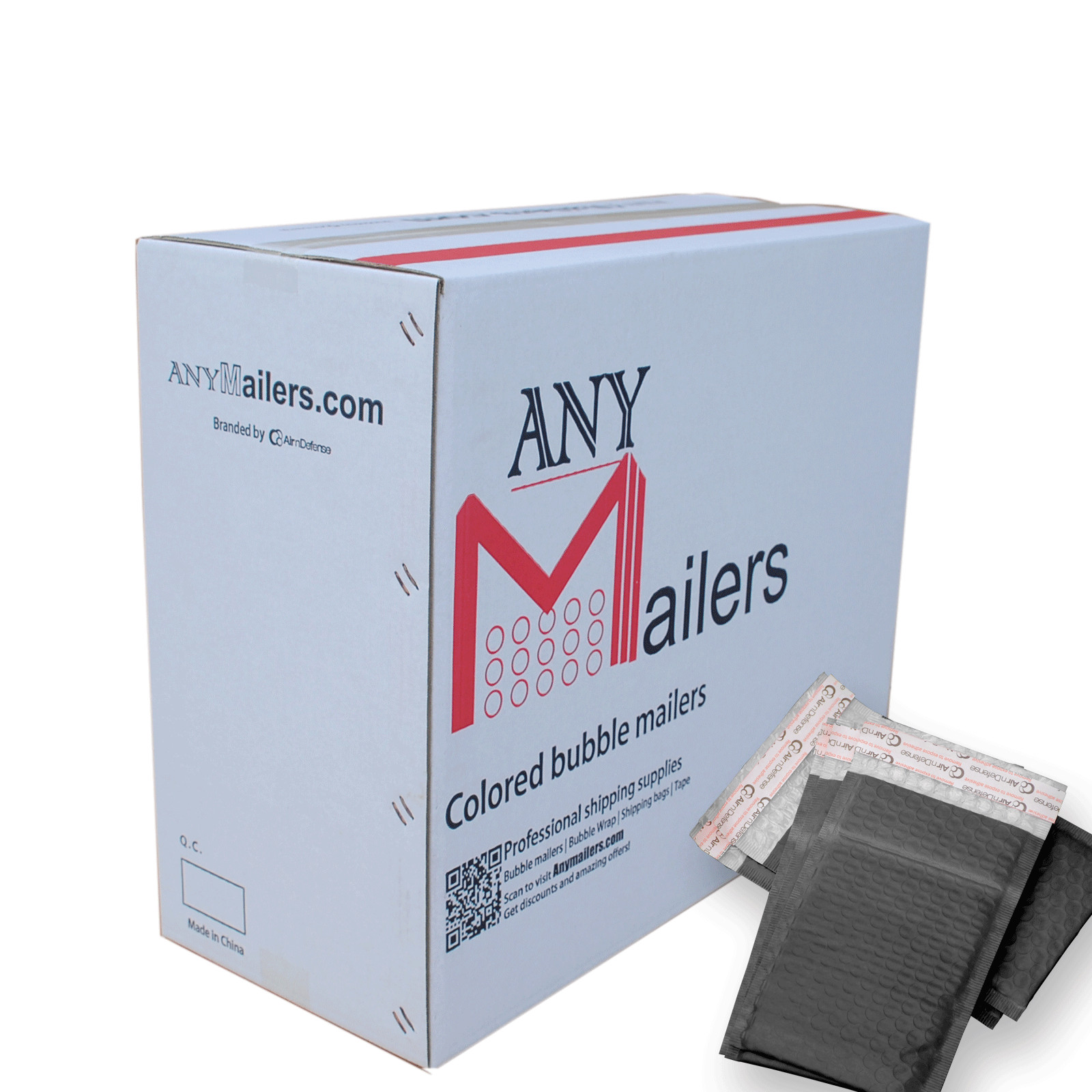 AirnDefense 250 #0 6.5X10″ Black Poly Bubble Mailers Shipping Padded Envelope