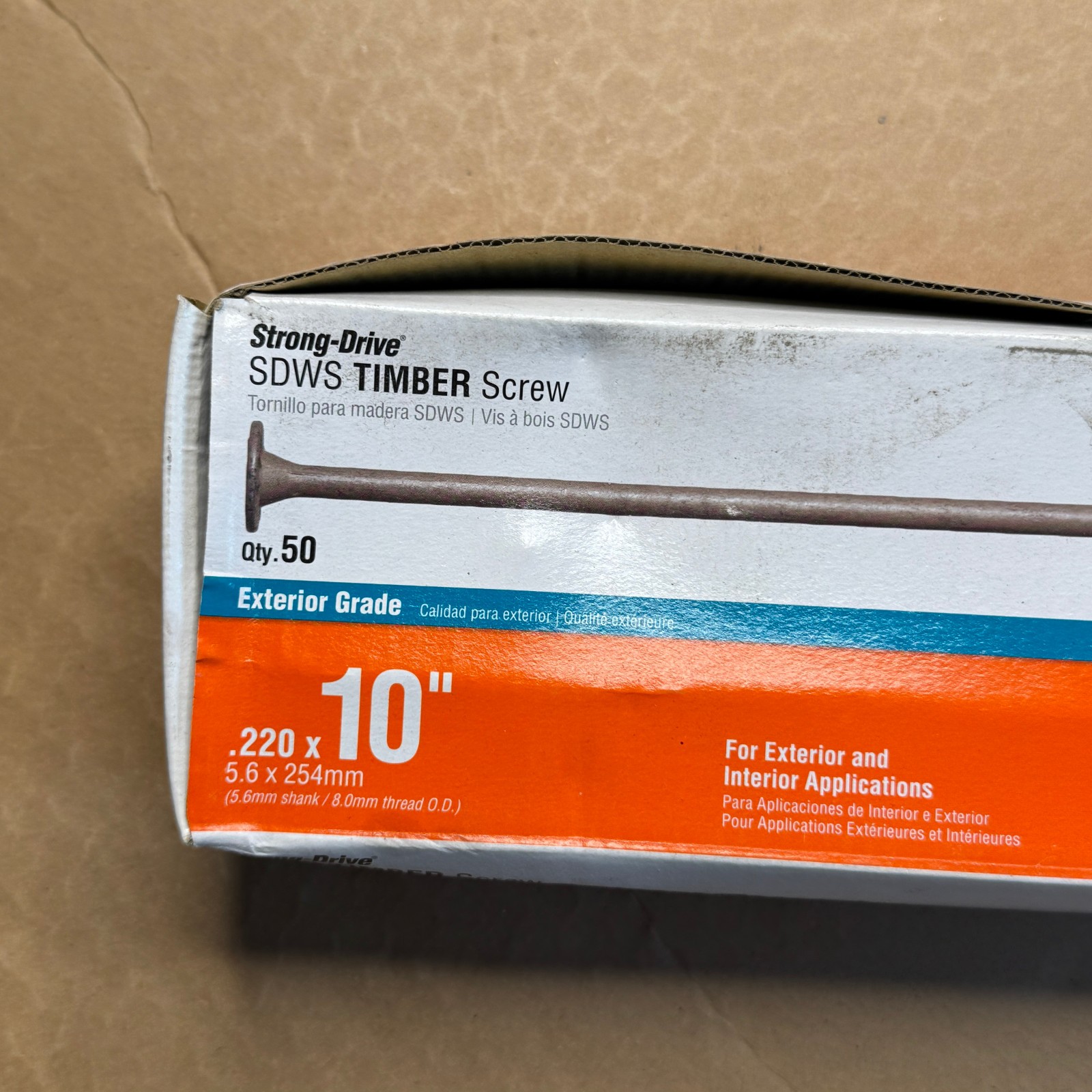 50 Qty Strong Drive SDWS TIMBER Screw Exterior Grade 0.220 x 10 in. T40 Bit