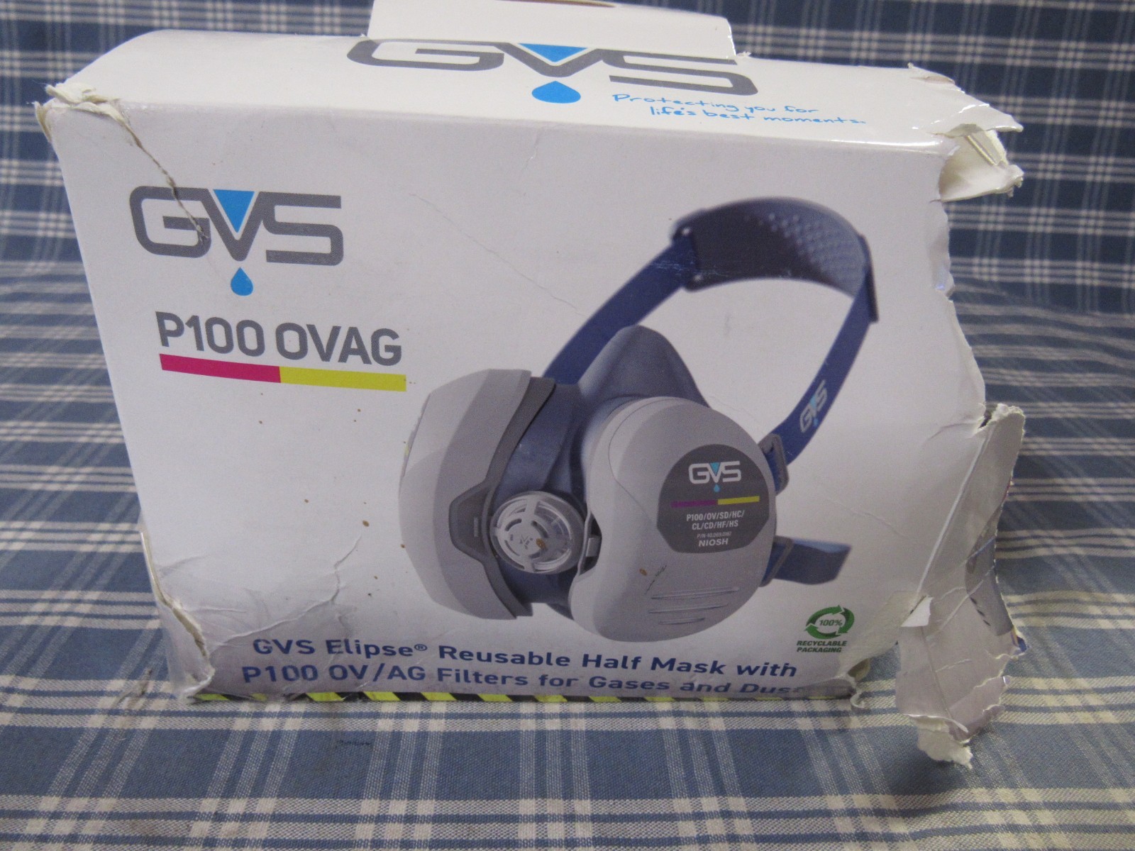 GVS Elipse P100 HalfMask Respirator Size M/L Distressed Box. FAST FREE SHIPPING.