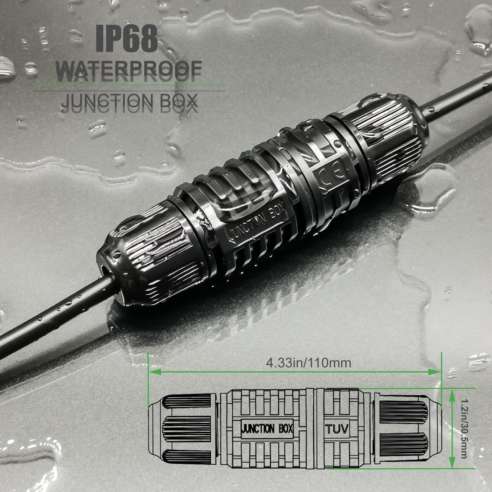 Waterproof 2 Way Cable Junction Box Connector 3 Pin 2210 AWG 32A 5 Pack