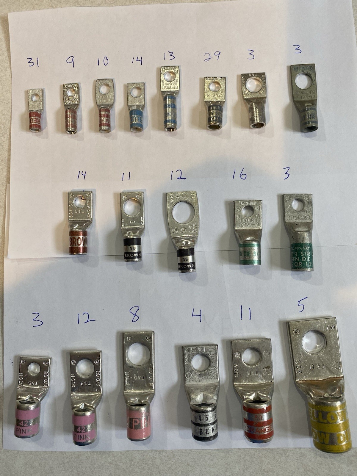 Huge Lot 211 One Hole Copper Compression Crimp Lug Electrical Connectors