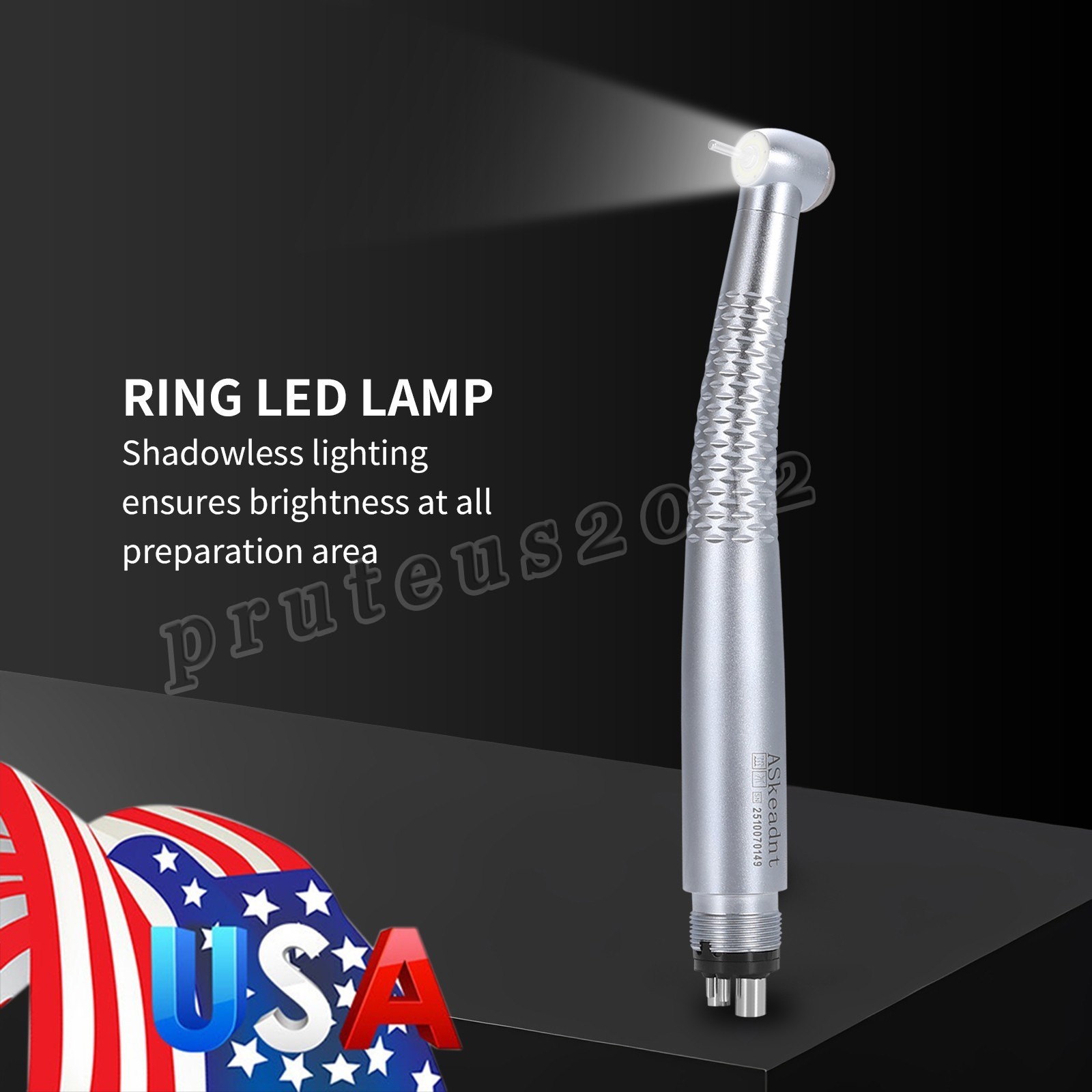 Dental Ring LED Integrate E-generator High &Low Speed Handpiece 4 Holes Turbine