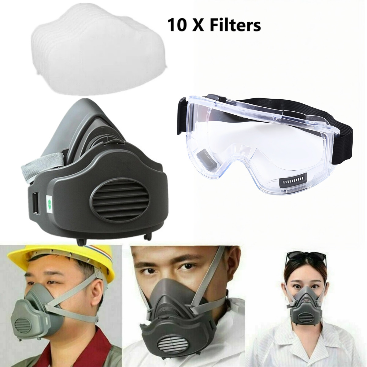 Premium Dust Respirator Mask with 10 Replaceable Filters for Industrial Protect