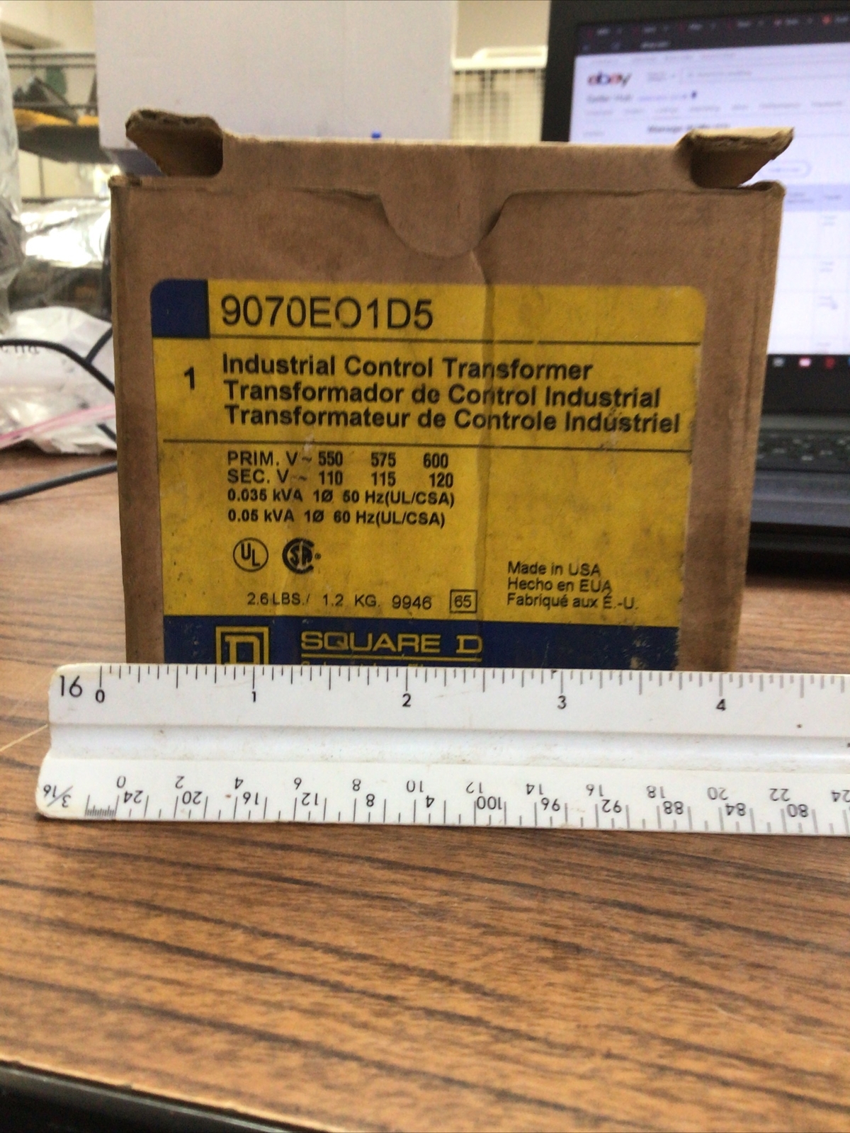 Square D 9070EO1D5 Industrial Control Transformer 550/575/600V to 110/115/120V