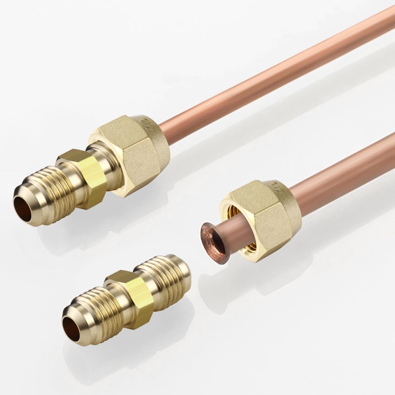 5 Pack 5/8″ Brass Flare Nut, SAE 45 Degree Tube Fitting 5/8in,