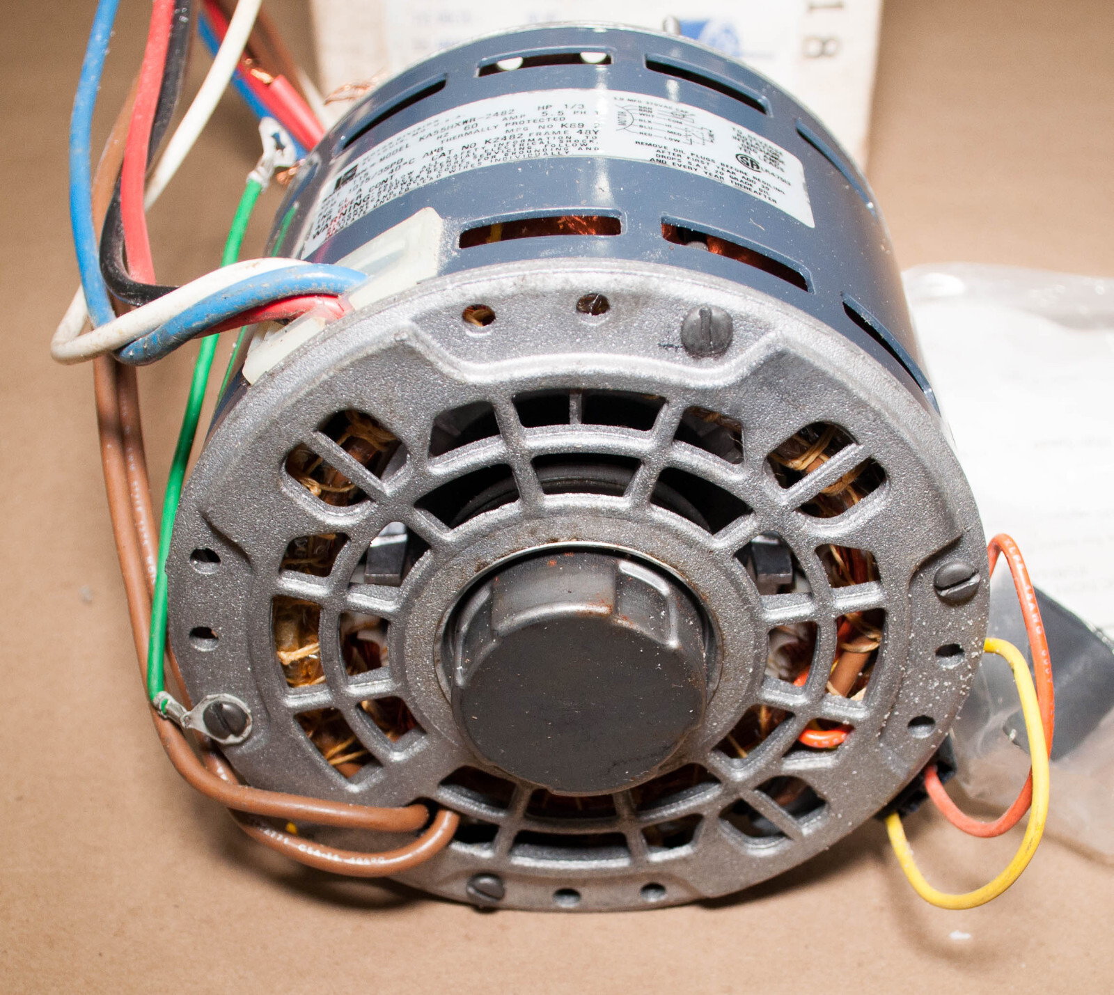 Emerson K2482 PSC Direct Drive Fan & Blower Motor 1/3 HP 1075 RPM 3 Spd 115V