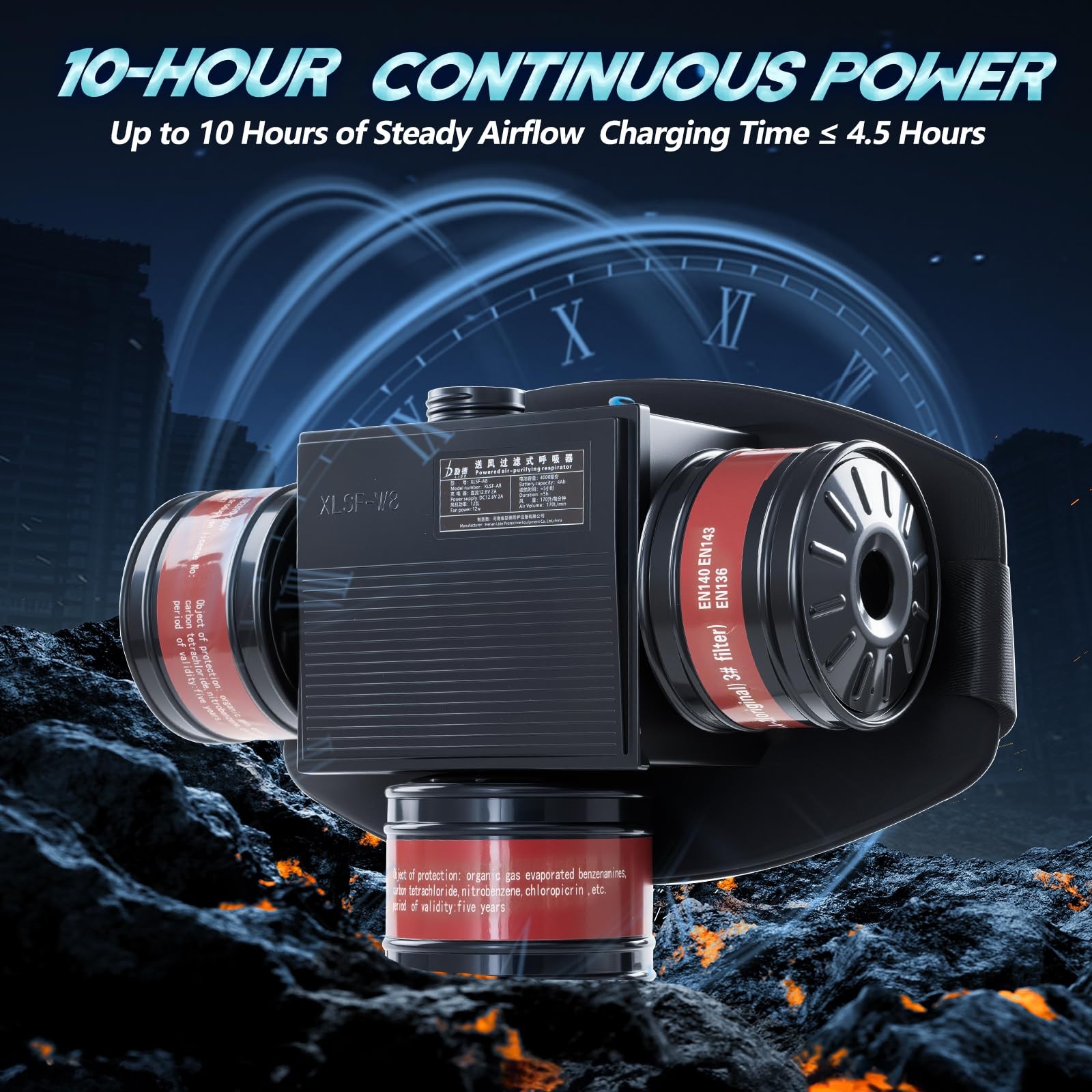 High-Efficiency PAPR Respirator System: Powered Air Purifying Respirators with 3