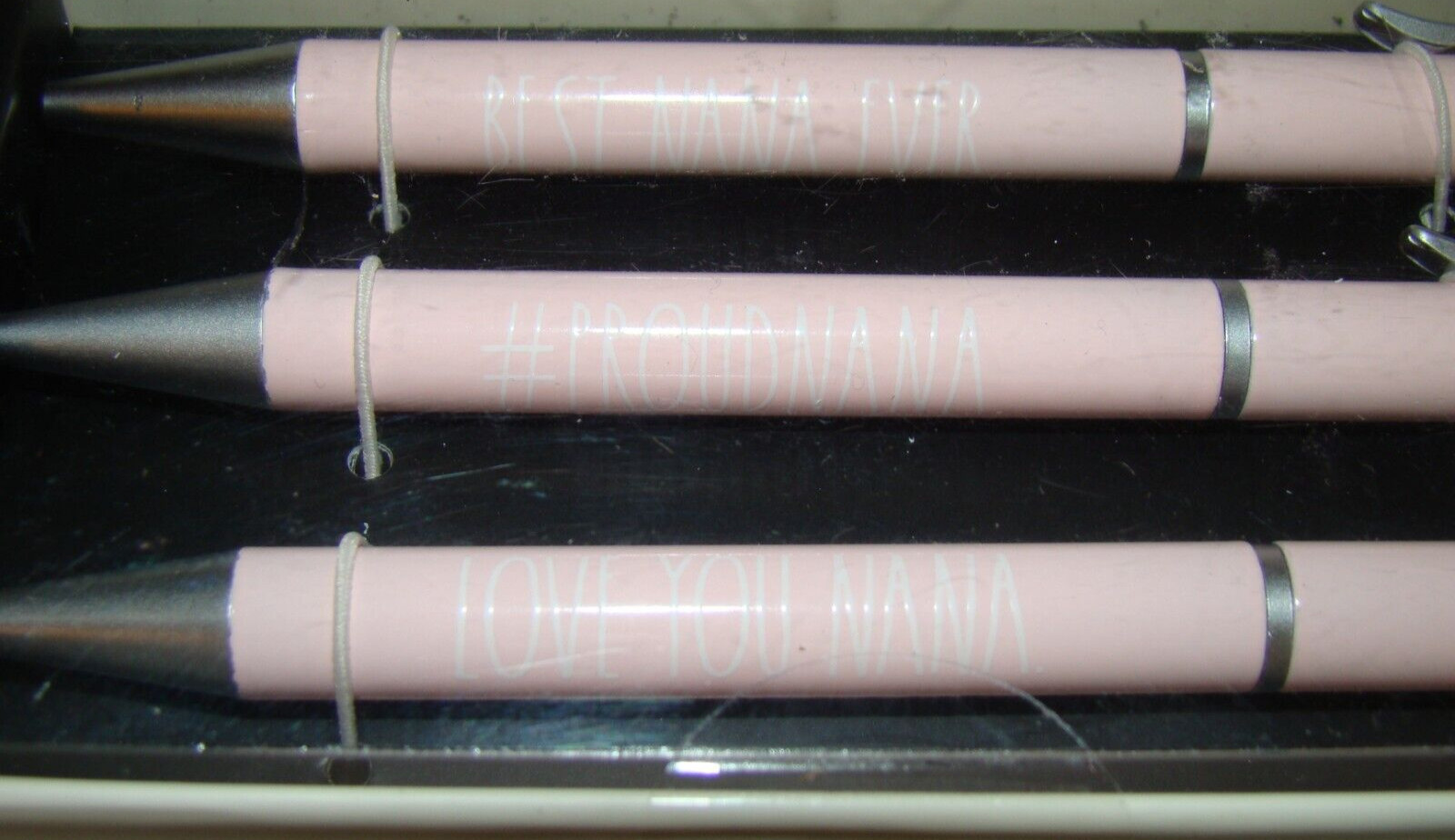 New Rae Dunn 3 Piece Best Nana Ever Love you Nana Pink Ballpoint Pen Set
